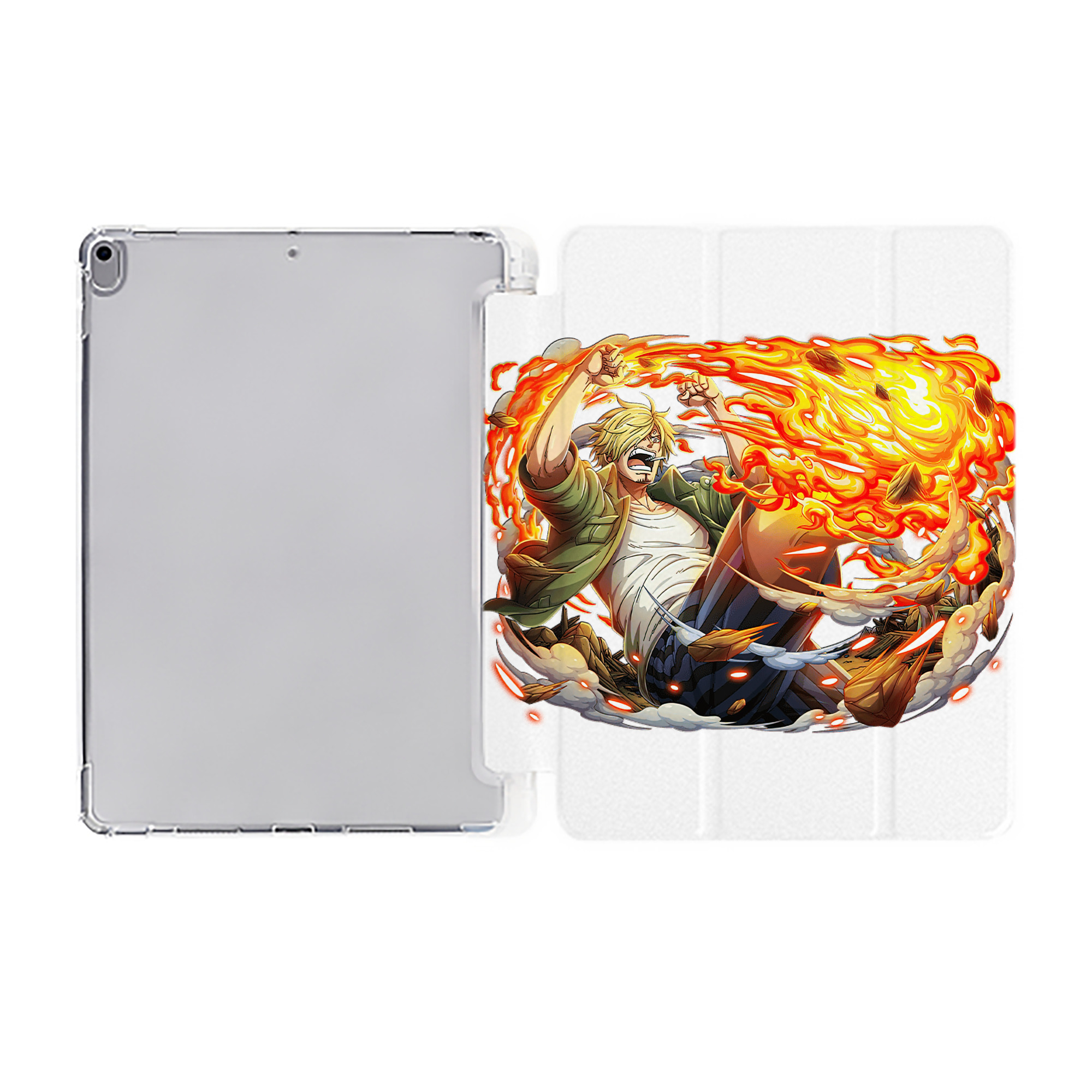 （画像用） ワンピース サンジ ONE PIECE Sanji IPad ケース ペン収納付き 三つ折りスタンド PUレザー×シリコン 対応機種9.5/10.5/10.9インチ